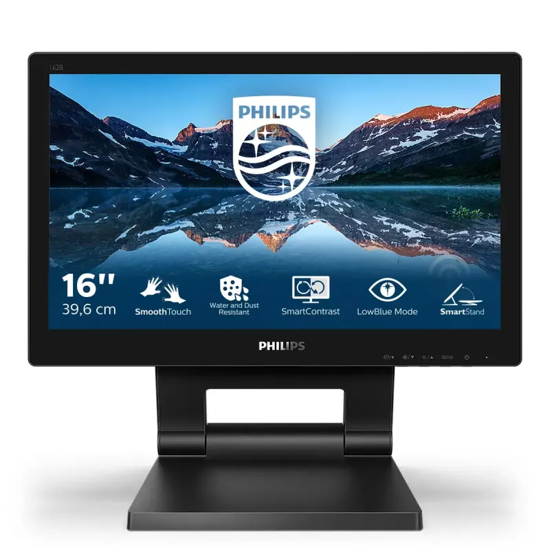 Philips 162B9T/00 kompiuterio monitorius 39,6 cm (15,6 col.) 1366 x 768 pikselių HD LCD jutiklinis ekranas Juoda