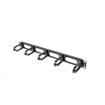 Kabelių tvarkymo skydelis LANBERG AK-1205-B, 1U metalinis, 19 colių (482,6 mm) pločio, 80 mm gylio, juodas
