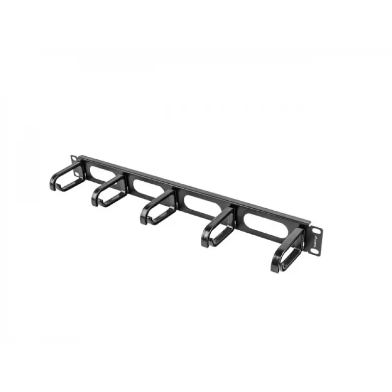 Kabelių tvarkymo skydelis LANBERG AK-1205-B, 1U metalinis, 19 colių (482,6 mm) pločio, 80 mm gylio, juodas