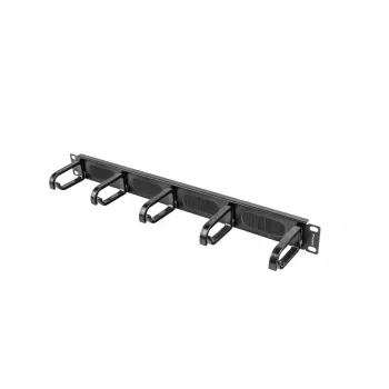 Šepečio panelė LANBERG AK-1203-B — 19 colių 1U metalinis kabelių tvarkytuvas, juodas
