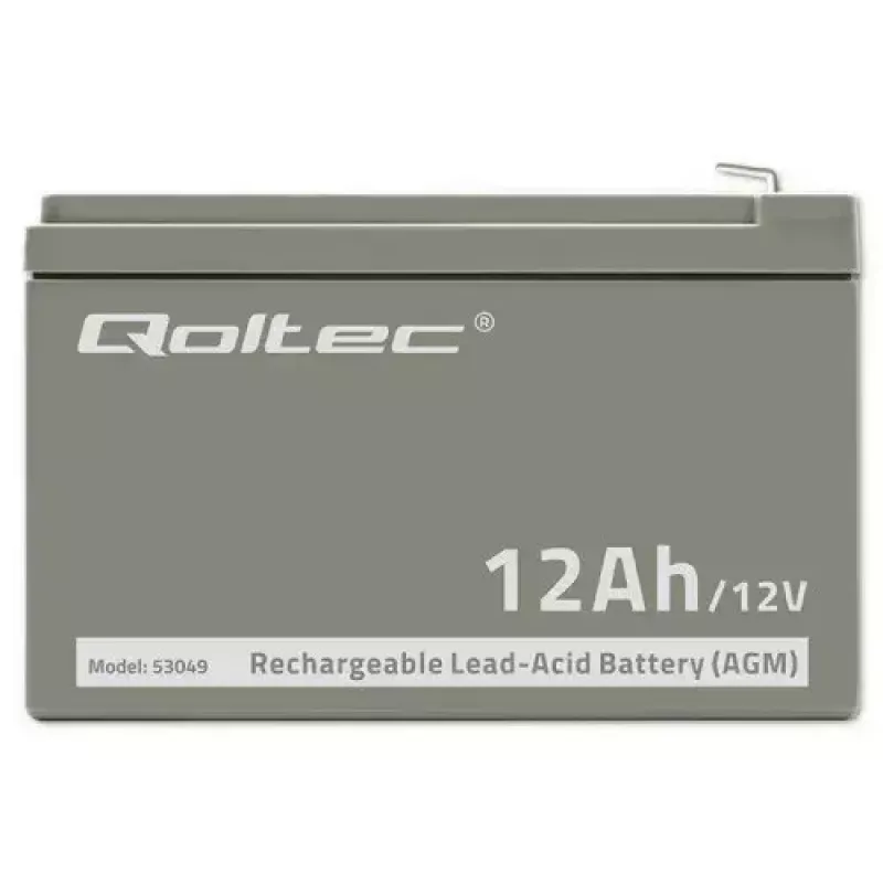 UPS baterija QOLTEC 53049, VRLA AGM 12 V 12 Ah, pilka, 150×98×95 mm