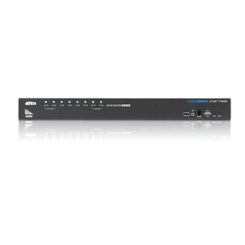 ATEN 8 prievadų USB - HDMI KVM jungiklis su USB periferiniu prievadu, 1920 x 1200 pikselių, WUXGA, 8,56 W, juodas