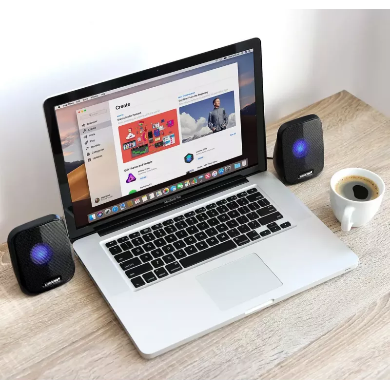 Garsiakalbis Audiocore AC835 laidinis 2.0 6 W USB juodos spalvos staliniai garsiakalbiai