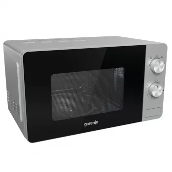 Solo mikrobangų krosnelė Gorenje MO20E1S — 20 L, 800 W, sukamasis valdymas, 270 mm sukamoji lėkštė, nerūdijantis plienas/juoda