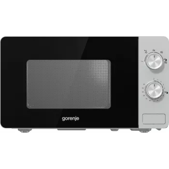 Solo mikrobangų krosnelė Gorenje MO20E1S — 20 L, 800 W, sukamasis valdymas, 270 mm sukamoji lėkštė, nerūdijantis plienas/juoda