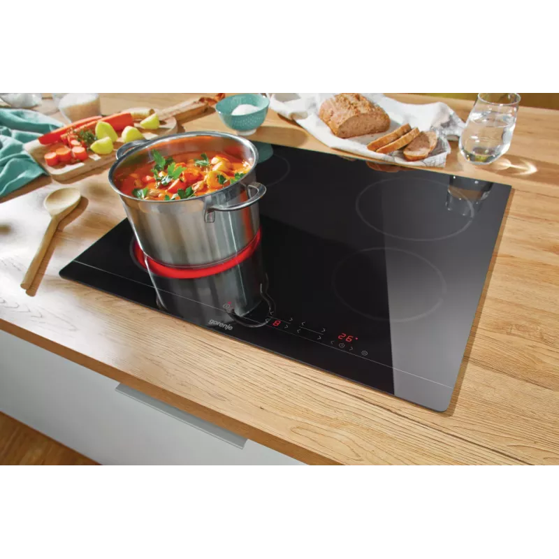 Įmontuojama keraminė kaitlentė Gorenje ECT641BSC, 60 cm, 4 zonos, jutiklinis valdymas, juoda