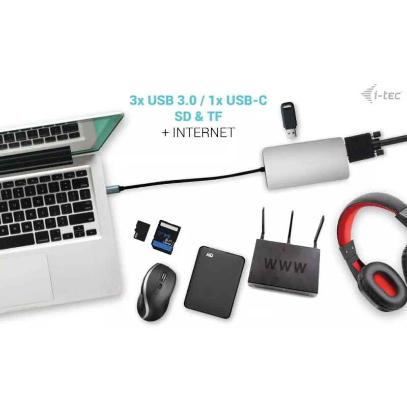 Docking Station i-tec Metal USB-C Travel Nano Dock HDMI/VGA su LAN + Power Delivery 100 W