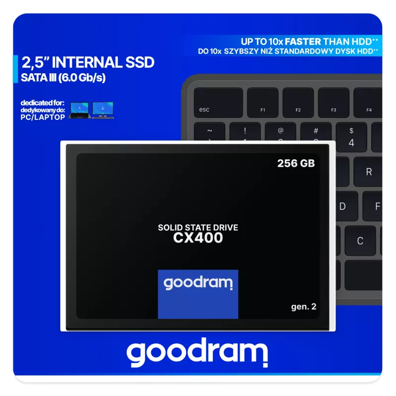 SSD 2.5 col. SATA III Goodram SSDPR-CX400-256-G2 256 GB, 550 MB/s skaitymo, 480 MB/s rašymo