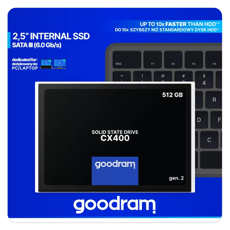 2,5 colio SATA III SSD GOODRAM SSDPR-CX400-512-G2 — 512 GB, 550/500 MB/s, 3D TLC