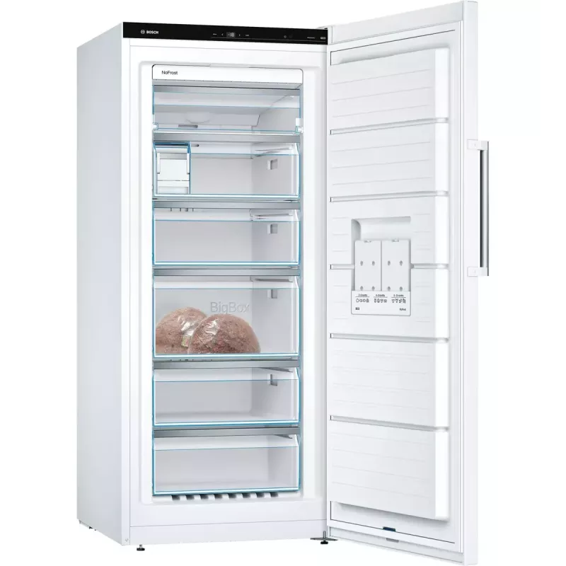Šaldiklis Bosch Serie 6 GSN51AWDV vertikalus 290 L, NoFrost, LED, reversinės durelės, A–G klasė D