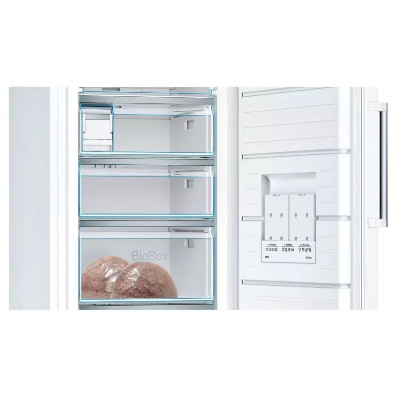 Šaldiklis Bosch Serie 6 GSN51AWDV vertikalus 290 L, NoFrost, LED, reversinės durelės, A–G klasė D