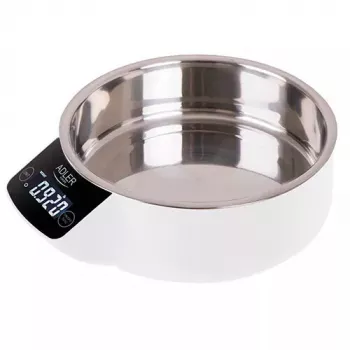 Elektroninės virtuvinės svarstyklės Adler AD 3166 – 5 kg talpa, 1 g tikslumas, nerūdijančio plieno dubuo 0,9 l, LCD, laikmatis
