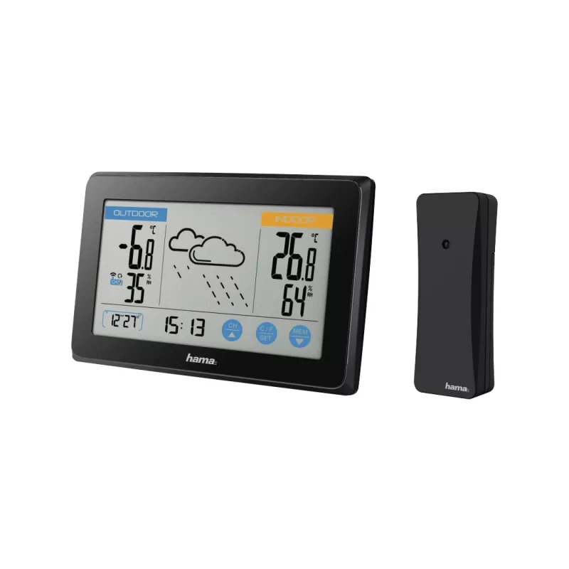 Higrometras Termometras Hama Touch Black LED Battery