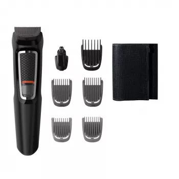 Multigroom kirpimo mašinėlė Philips MG3720/15 7 viename — 7 šukos, nerūdijančio plieno peiliukai, 60 min veikimo laikas, NiMH įkraunama, juoda