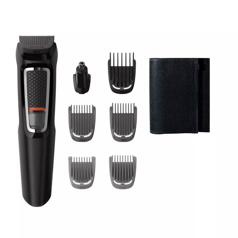 Multigroom kirpimo mašinėlė Philips MG3720/15 7 viename — 7 šukos, nerūdijančio plieno peiliukai, 60 min veikimo laikas, NiMH įkraunama, juoda