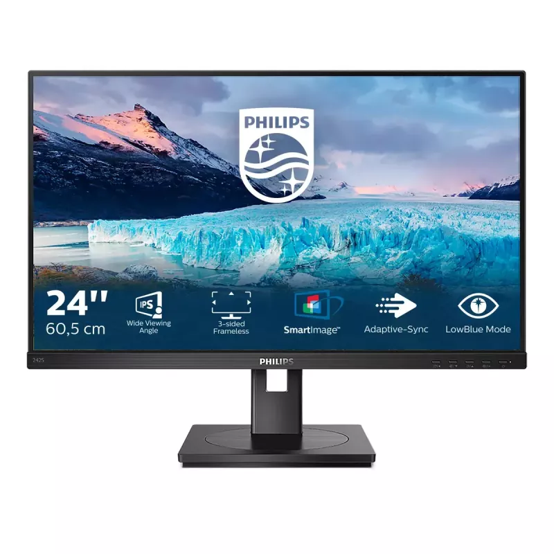 Philips S Line 242S1AE/00 kompiuterio monitorius 60,5 cm (23,8 colio) 1920 x 1080 pikselių Full HD LED juodas