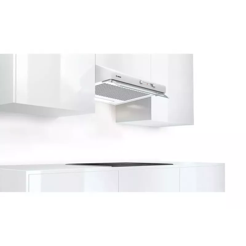 Sieninis gartraukis Bosch Serie 2 DUL62FA21, 600 mm, baltas, 3 greičiai, 250 m³/h, vilnonis filtras