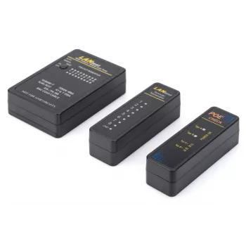 DIGITUS kabelių testeris, tinklo, RJ45, BNC pagrindinis įrenginys, nuotolinis modulis, PoE testeris, su dėklu