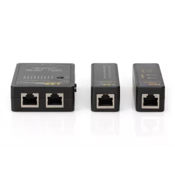 DIGITUS kabelių testeris, tinklo, RJ45, BNC pagrindinis įrenginys, nuotolinis modulis, PoE testeris, su dėklu