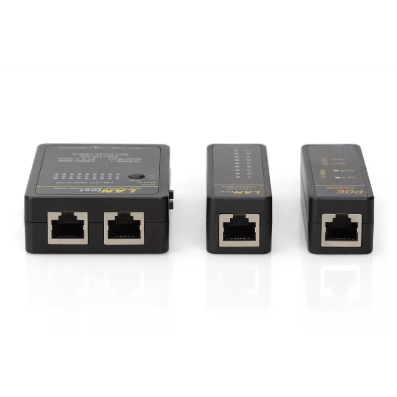 DIGITUS kabelių testeris, tinklo, RJ45, BNC pagrindinis įrenginys, nuotolinis modulis, PoE testeris, su dėklu