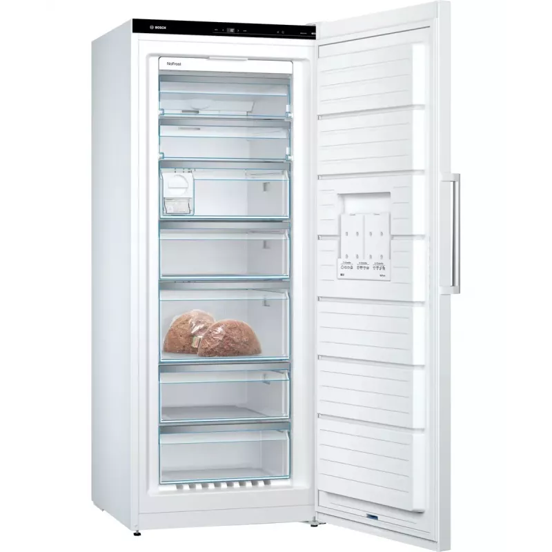 Šaldiklis Bosch Serie 6 GSN54AWDV — 328 L neto, NoFrost, FastFreeze, LED ekranas, Baltas