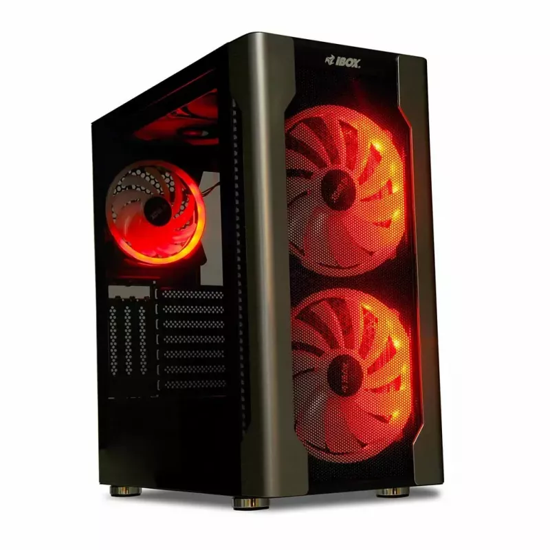 PC korpusas IBOX Chiron ZH68 Gaming, ATX Midi-Tower, EATX palaikymas, juodas, šoninis langas, apšvietimas