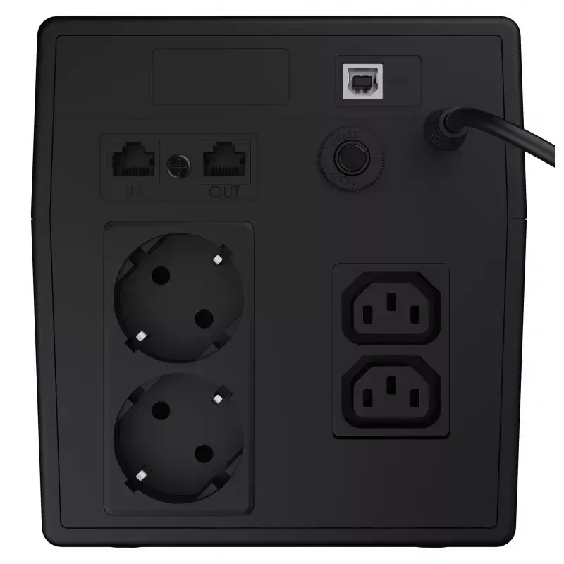 Nepertraukiamo maitinimo šaltinis Green Cell UPS08 — Line-Interactive 700 W / 230 V, 4× IEC lizdai, USB, RJ-45, 12 V 7 Ah baterija, bokštinis, juodas