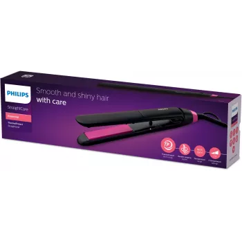 Tiesinimo šepetys Philips StraightCare Essential ThermoProtect BHS375/00 — keraminės plokštelės 28 mm, 2 šilumos lygiai, maks. 220°C