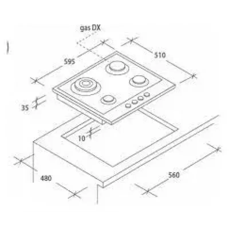 Candy Idea CHG6BR4WX Nerūdijančio plieno įmontuojama 60 cm dujinė kaitlentė 4 zonos