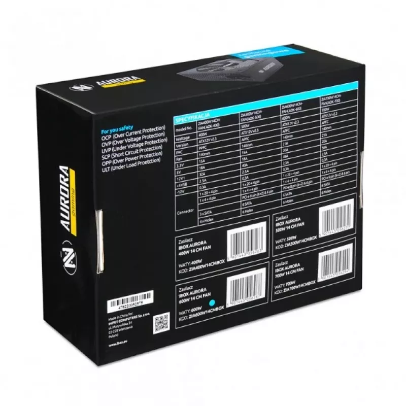 Maitinimo blokas IBOX iBox Aurora 700 W, sandari švino rūgštinė VRLA, 230 V, pasyvus aušinimas, bokštinis 150×140×85 mm