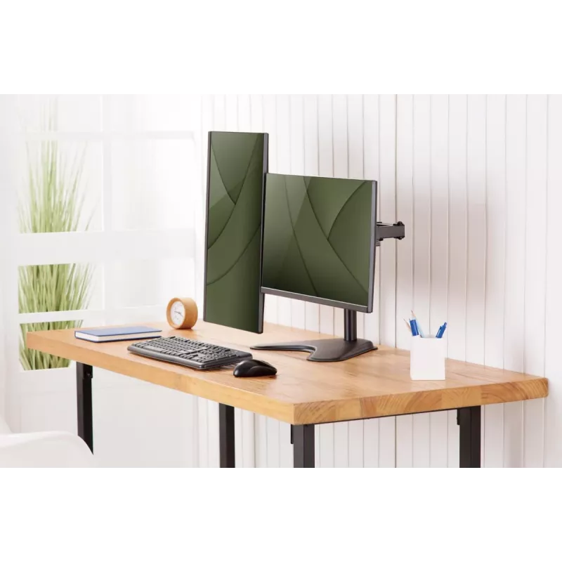 DIGITUS universalus dviejų monitorių stovas 17–32 colių 2x 8 kg (maks.) juodas
