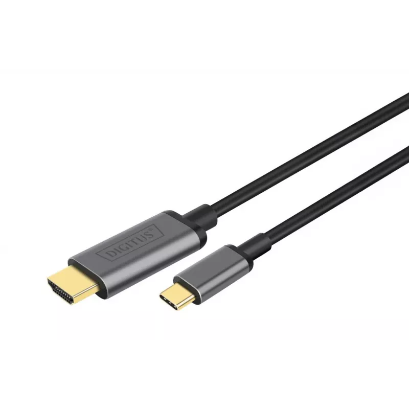 DIGITUS USB-C – HDMI adapteris, 2 m, 4K/30Hz, juodas, metalinis korpusas