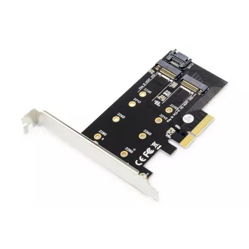 DIGITUS M.2 NGFF/NVMe SSD plėtros kortelė, palaikanti B, M ir B+M raktus, 80, 60, 42 ir 30 mm dydžius