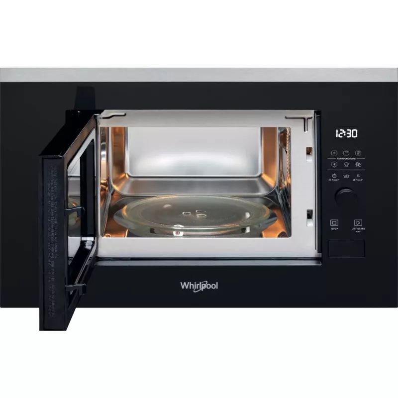 Mikrobangų krosnelė su griliu, įmontuojama WHIRLPOOL WMF201G, 800 W, 20 l, nerūdijantis plienas/juoda