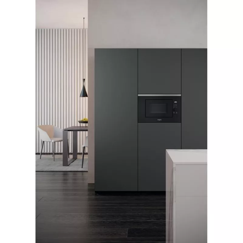 Mikrobangų krosnelė su griliu, įmontuojama WHIRLPOOL WMF201G, 800 W, 20 l, nerūdijantis plienas/juoda