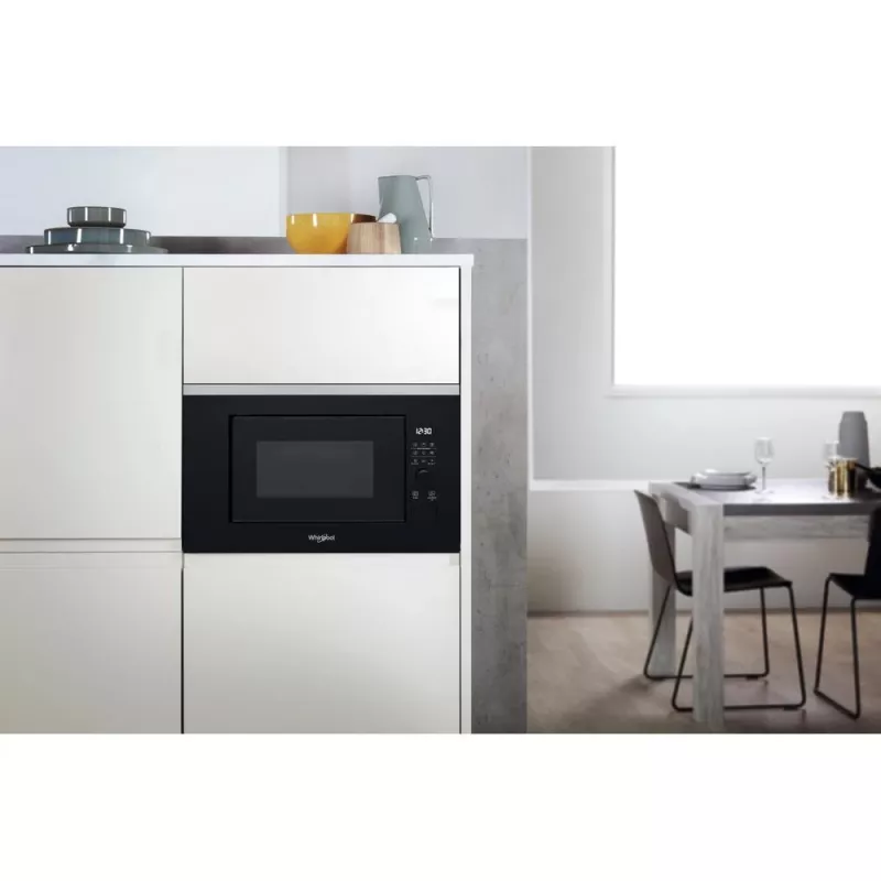 Mikrobangų krosnelė su griliu, įmontuojama WHIRLPOOL WMF201G, 800 W, 20 l, nerūdijantis plienas/juoda