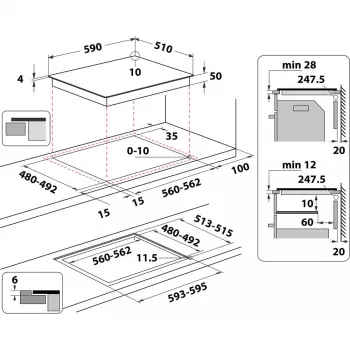 Whirlpool WS Q4860 NE Juoda Built-in 60 cm Zone induction hob 4 zone(s)