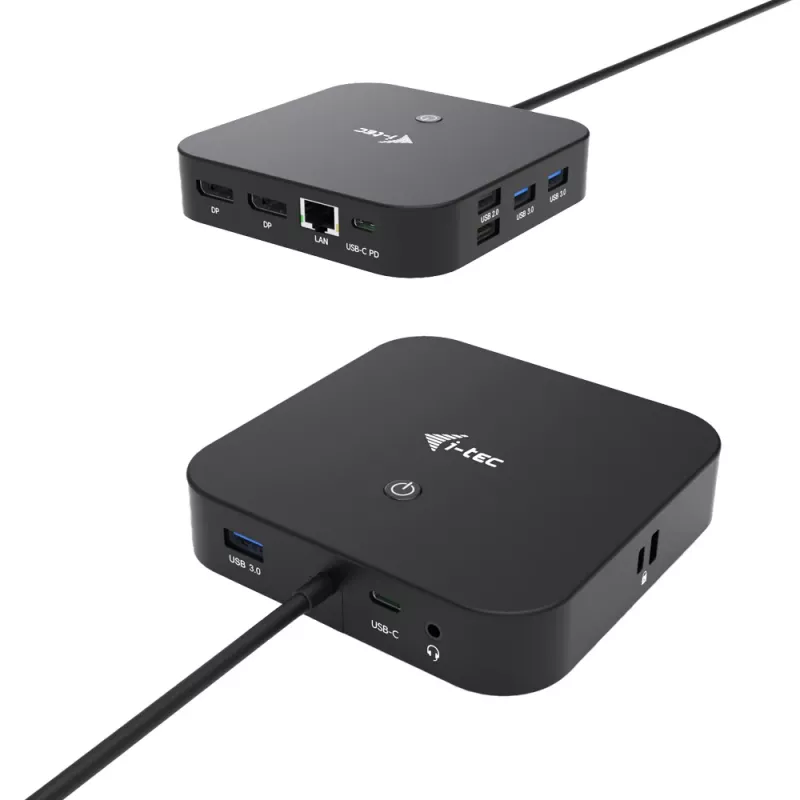 i-tec USB-C dviejų ekranų dokų stotelė su 100 W maitinimo tiekimu