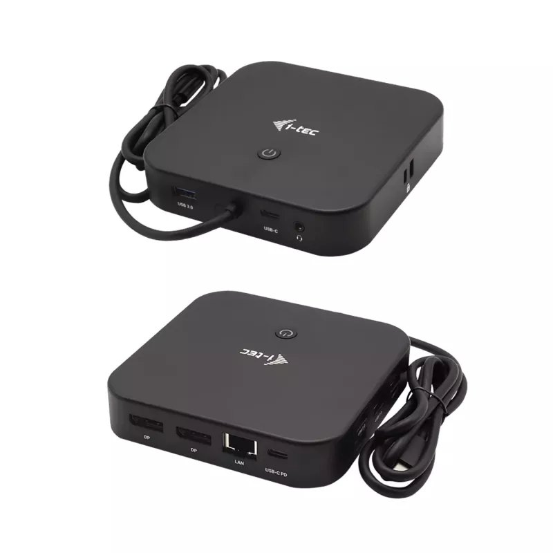 i-tec USB-C dviejų ekranų dokų stotelė su 100 W maitinimo tiekimu