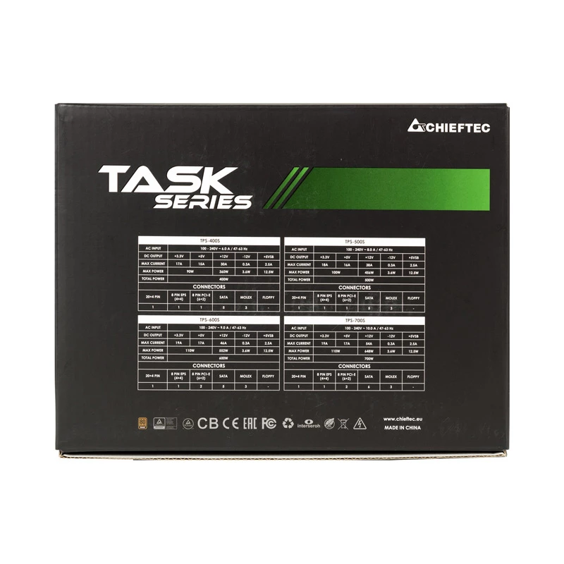 Chieftec Task TPS-600S maitinimo blokas 600 W 20+4 pin ATX ATX juodas