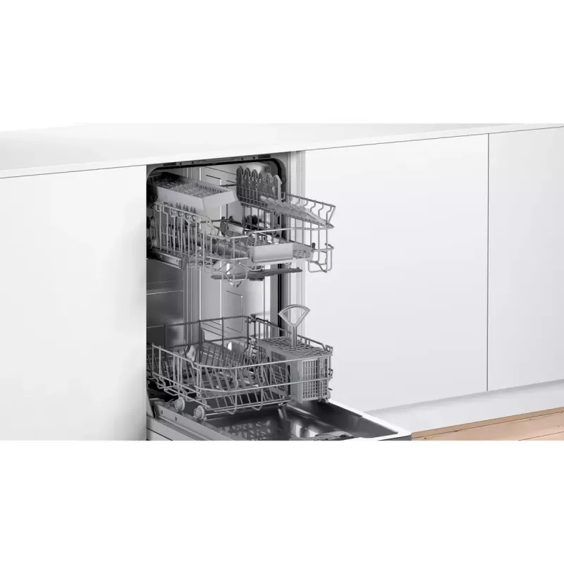 Įmontuojamas indaplovė Bosch Serie 2 SPV2IKX10E, siaura 45 cm, 9 komplektai, 48 dB, 5 programos, nerūdijančio plieno vonia