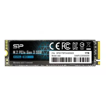 SSD M.2 2280 Silicon Power 1000GB NVMe PCIe Gen3x4, skaitymas 2200 MB/s, rašymas 1600 MB/s