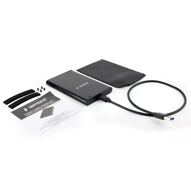 GEMBIRD USB 3.1 2,5 colio SATA HDD korpusas su Type-C prievadu, šlifuotas aliuminis - juoda