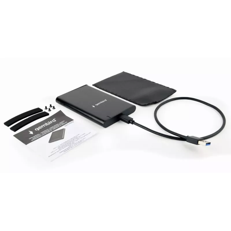 GEMBIRD USB 3.1 2,5 colio SATA HDD korpusas su Type-C prievadu, šlifuotas aliuminis - juoda