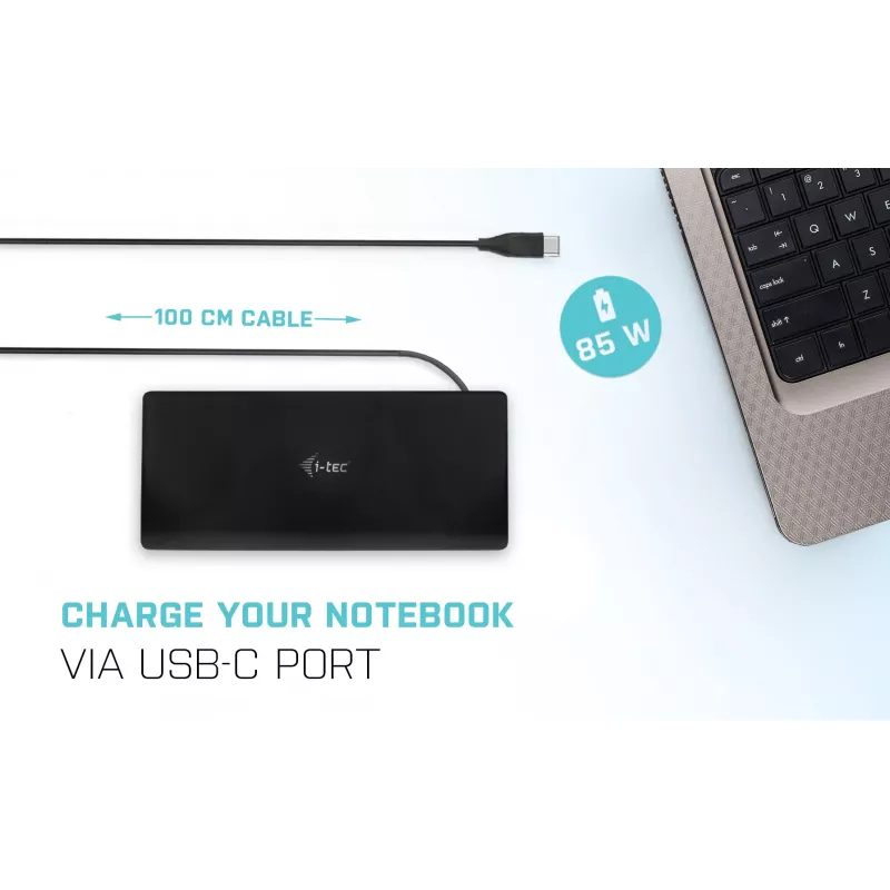 Docking stotelė i-tec USB-C Quattro Display su 85 W galios tiekimu