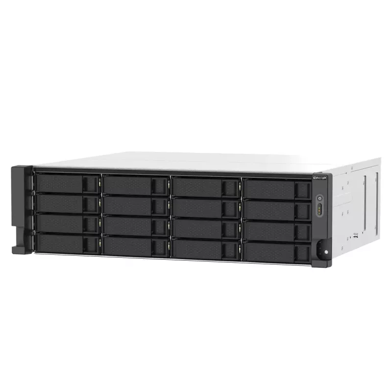 QNAP TS-1673AU-RP-16G NAS / saugojimo serveris Stelažas (3U) Ryzen Embedded V1500B 16 GB DDR4 0 TB QNAP QTS Juoda, Pilka