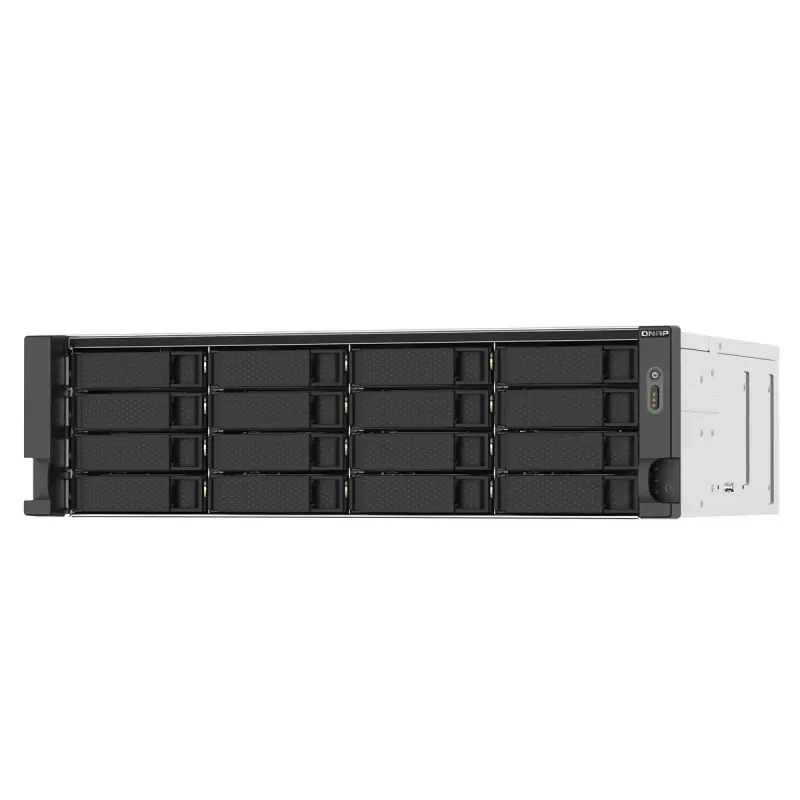 QNAP TS-1673AU-RP-16G NAS / saugojimo serveris Stelažas (3U) Ryzen Embedded V1500B 16 GB DDR4 0 TB QNAP QTS Juoda, Pilka