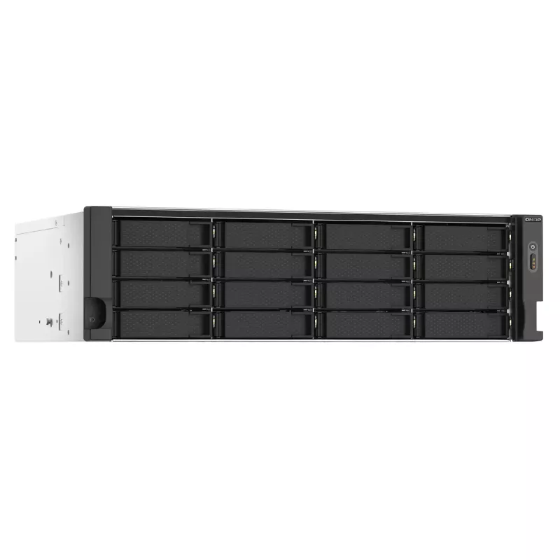 QNAP TS-1673AU-RP-16G NAS / saugojimo serveris Stelažas (3U) Ryzen Embedded V1500B 16 GB DDR4 0 TB QNAP QTS Juoda, Pilka