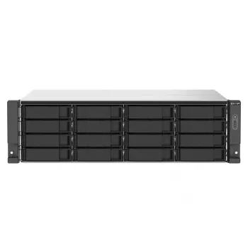 QNAP TS-1673AU-RP-16G NAS / saugojimo serveris Stelažas (3U) Ryzen Embedded V1500B 16 GB DDR4 0 TB QNAP QTS Juoda, Pilka