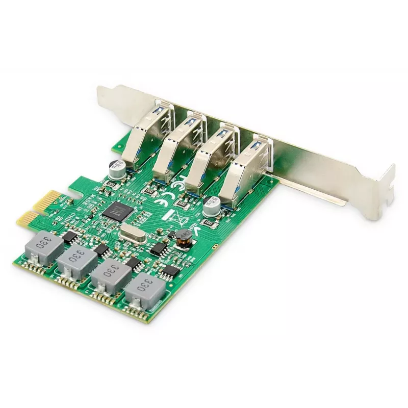 DIGITUS USB Pci-e Add-On kortelė USB3.0, 4 prievadų A/F, lustų rinkinys: VL805, maitinama iš magistralės